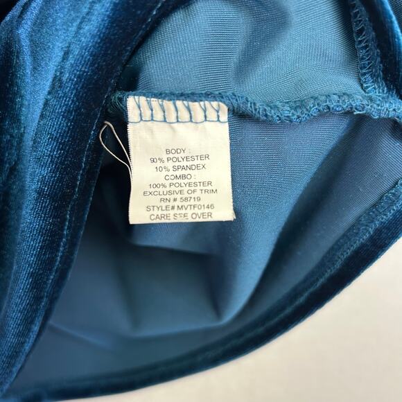 Woman's Velvet Teal Semi Wrap Shirt -Size Medium Y2K Vintage Whimsygoth - Picture 7 of 11